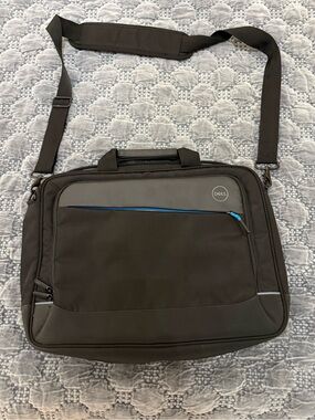 Dell Black Laptop Briefcase with Blue Zip Accent